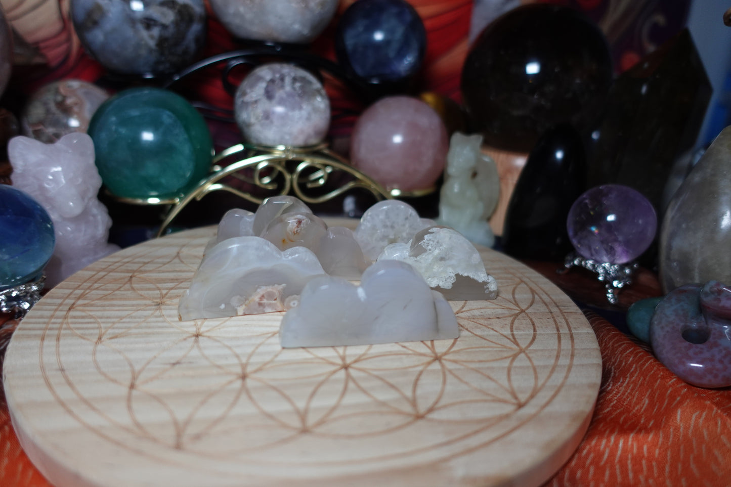 Flower Agate Cloud Carvings