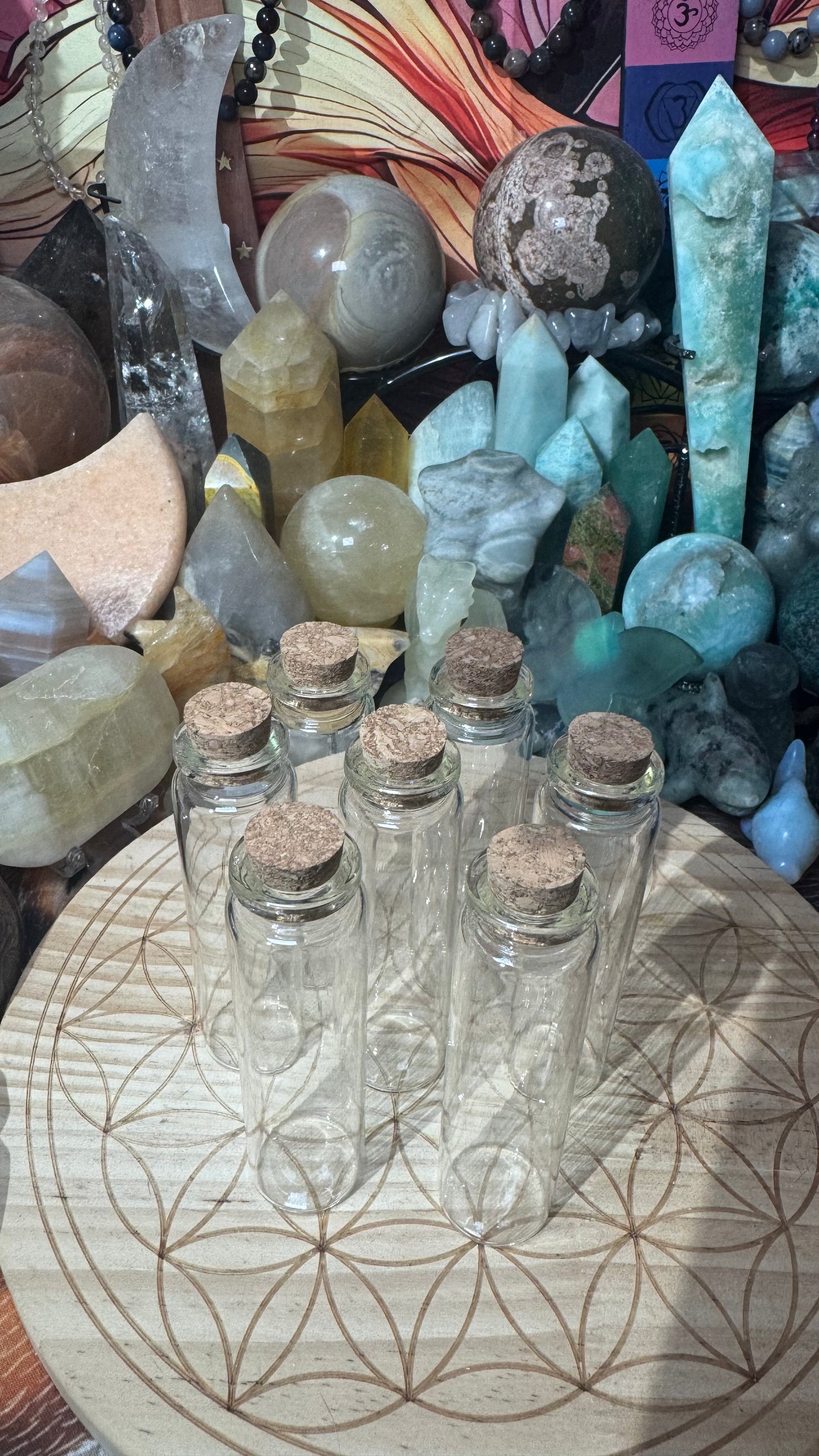 GLASS CORK TOP SPELL BOTTLES