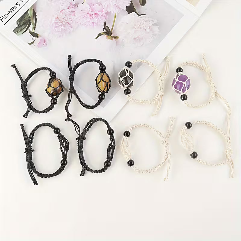 Handmade Macrame Crystal Holder Bracelet with FREE CRYSTAL TUMBLE