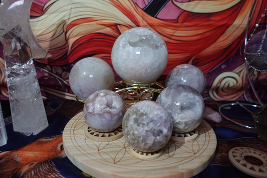 Pink Amethyst and Flower Agate Spheres