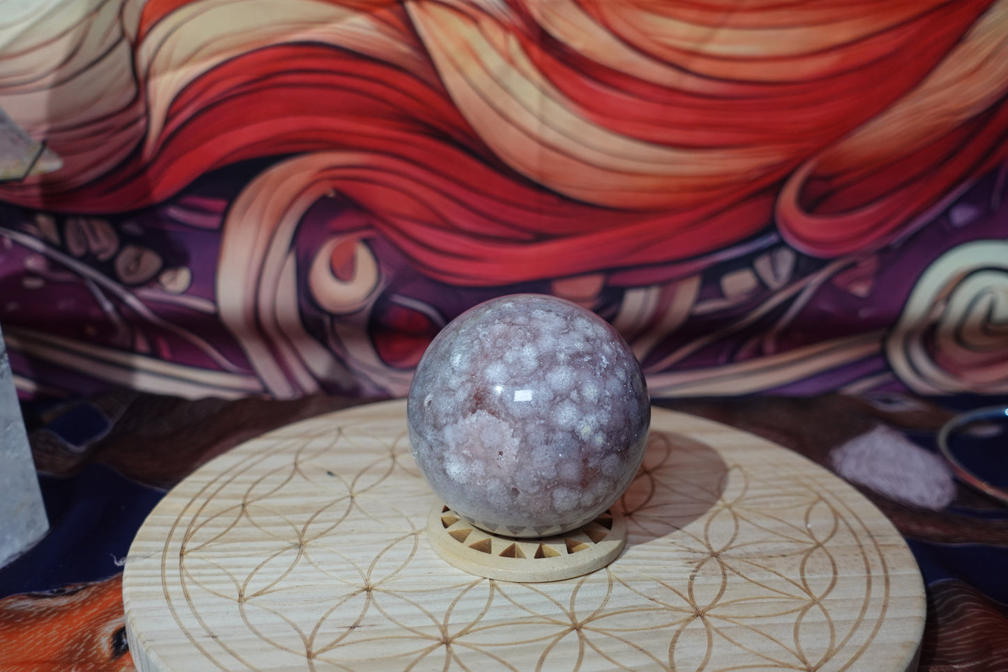 Pink Amethyst and Flower Agate Spheres