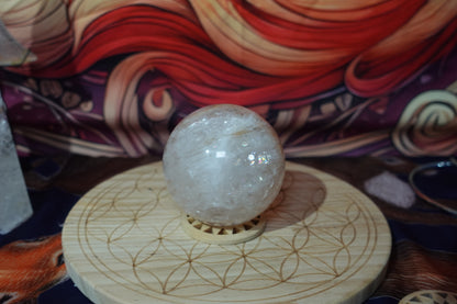 Clear Quartz Spheres with Golden healer inclusions, Full of Rainbows