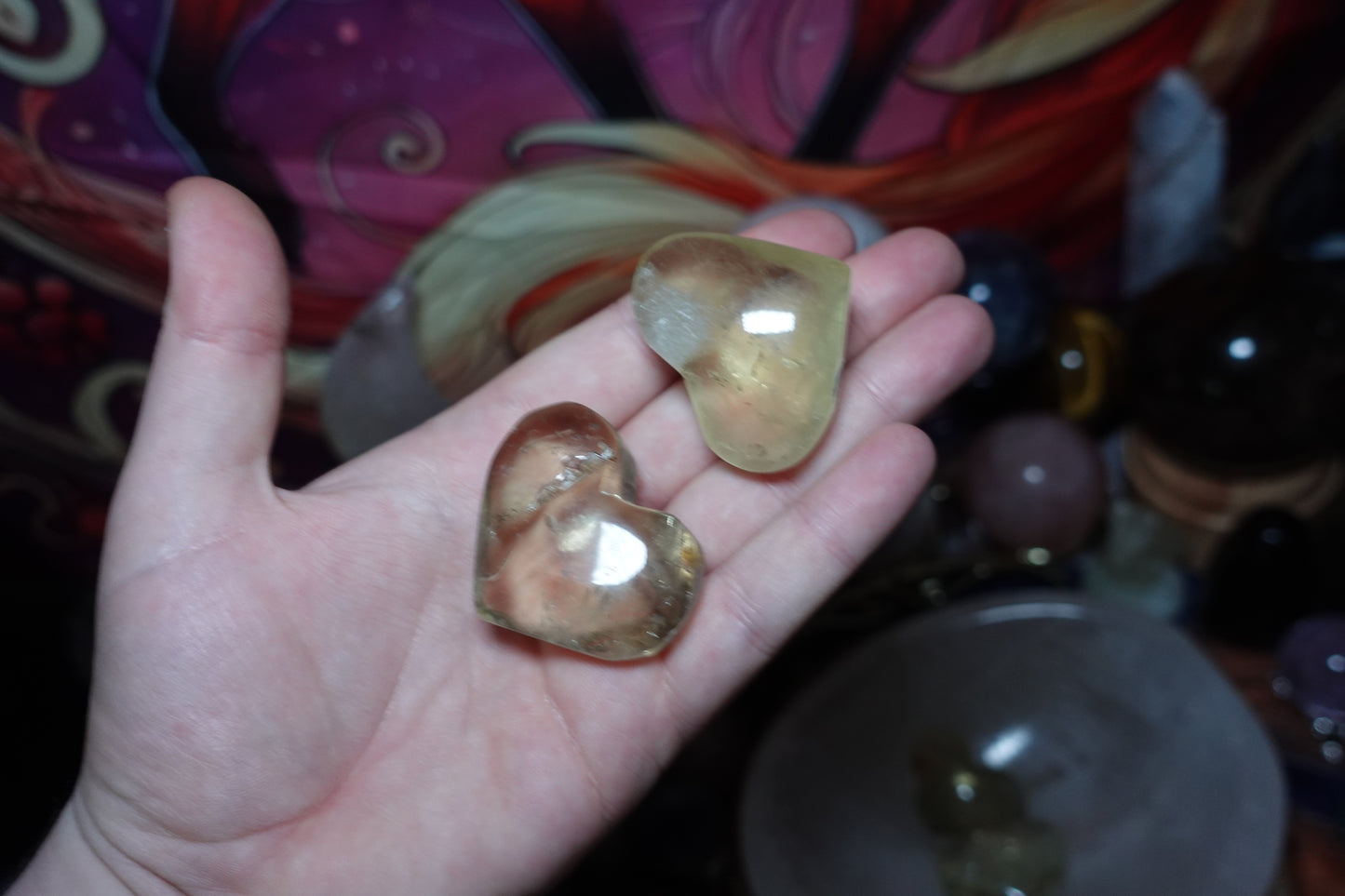 Citrine Heart Carvings