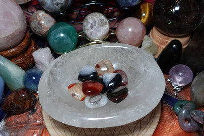 Carnelian & Black Agate Heart Carvings