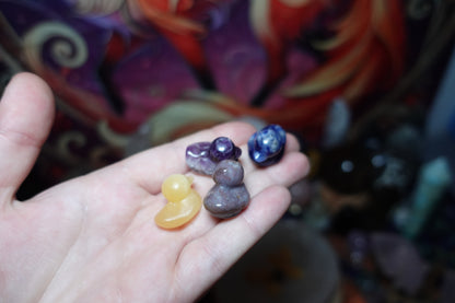 Mini Duck Carvings - Amethyst, Sodalite, Ocean Jasper, Yellow Calcite