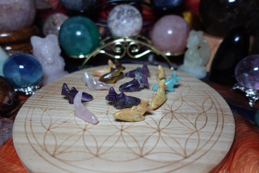 Shark/Fish Mini Carvings - Amethyst, Crazy Lace, Rose Quartz, Flower Agate, Amazonite