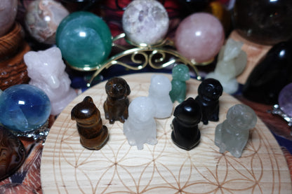 Dog Carving - Tiger Eye, Black Obsidian, Fluorite, Clear Quartz