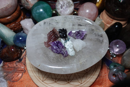 Dragon Head Carvings - Amethyst, Moss Agate, Strawberry Quartz, Clear Quartz, Black Obsidian