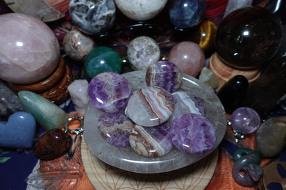 Amethyst Circle Flat Palm Stones