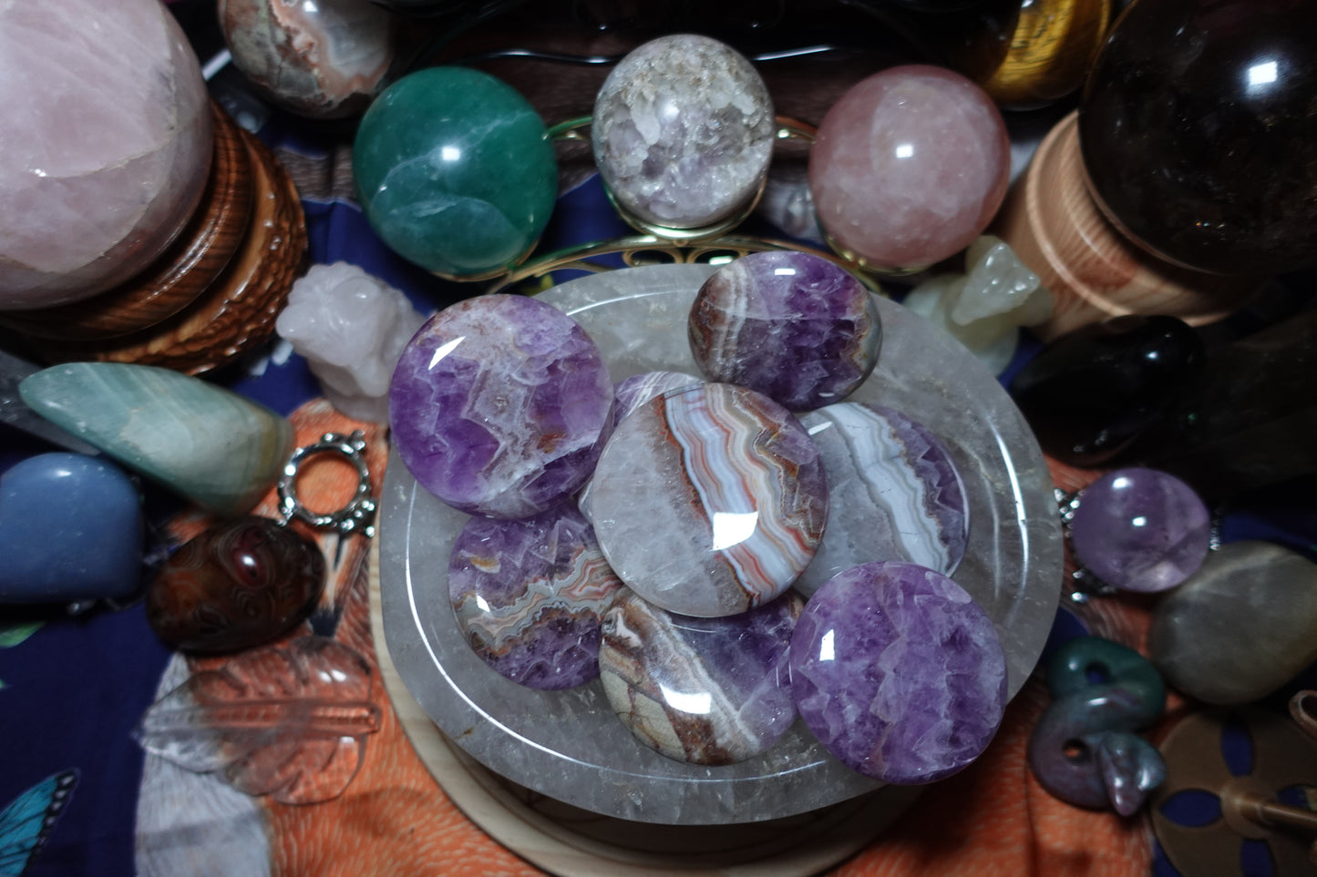 Amethyst Circle Flat Palm Stones