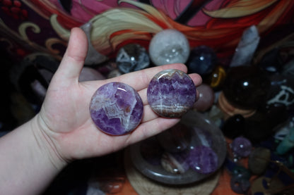 Amethyst Circle Flat Palm Stones