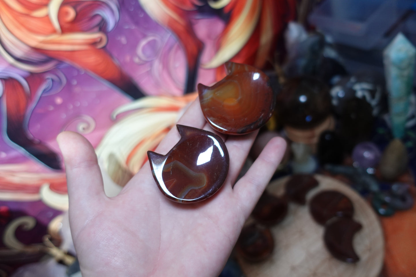 Carnelian Cat & Moon Bowls