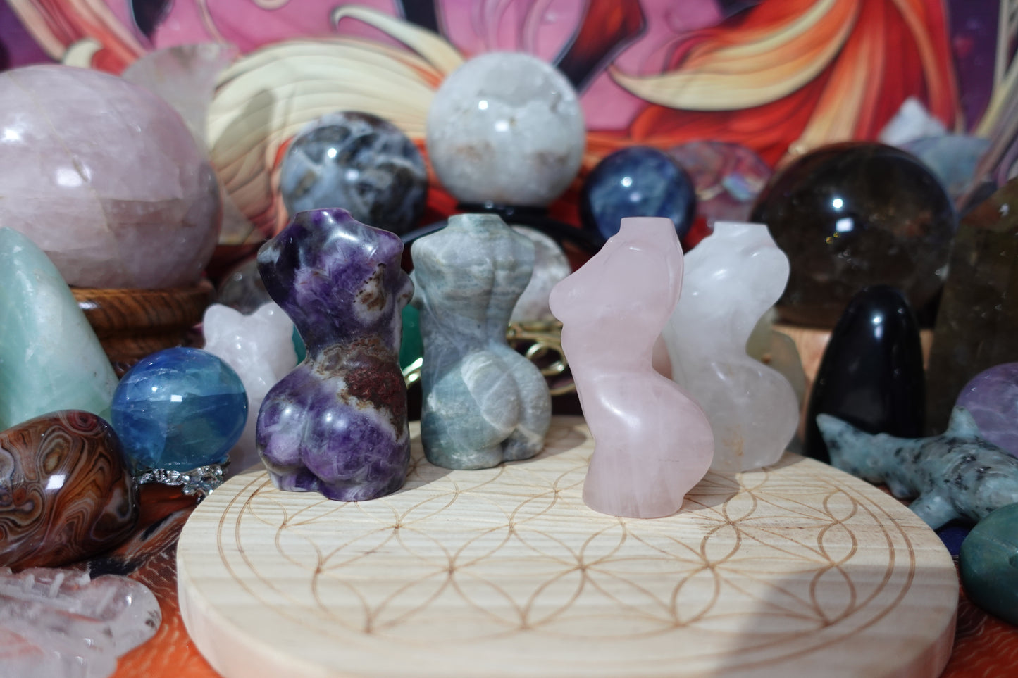 Large Lady Body - Amethyst, Rose Quartz, Clear Quartz, Blue Onyx