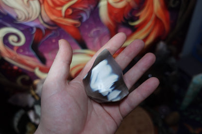 Orca Agate Flame & Heart Carvings