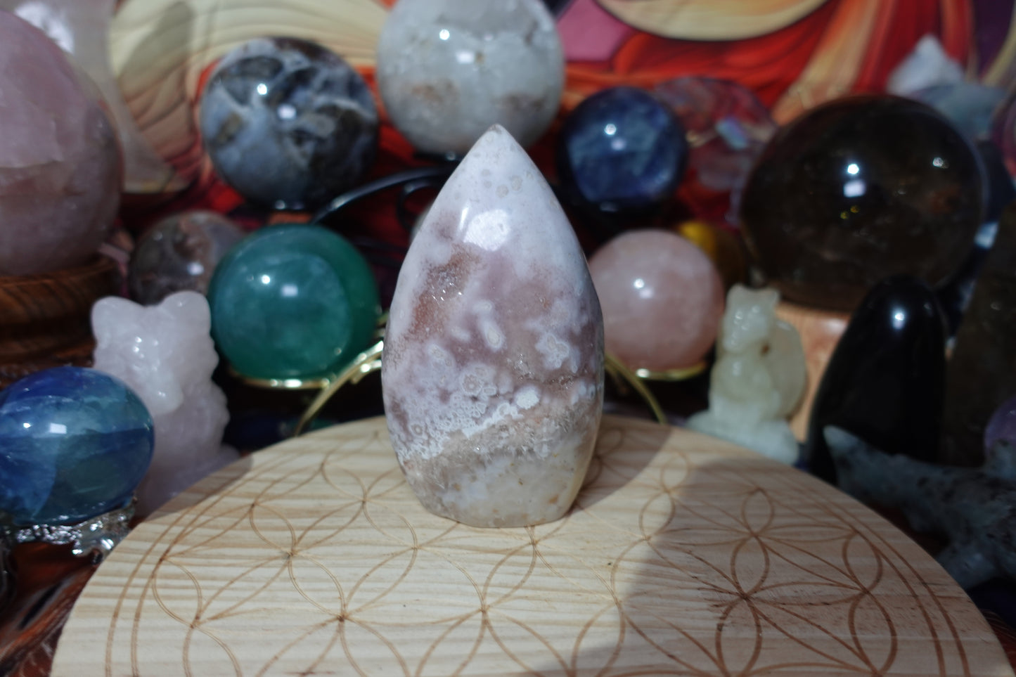 Pink Amethyst Flower Agate Carving