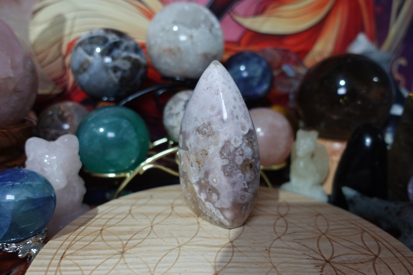 Pink Amethyst Flower Agate Carving