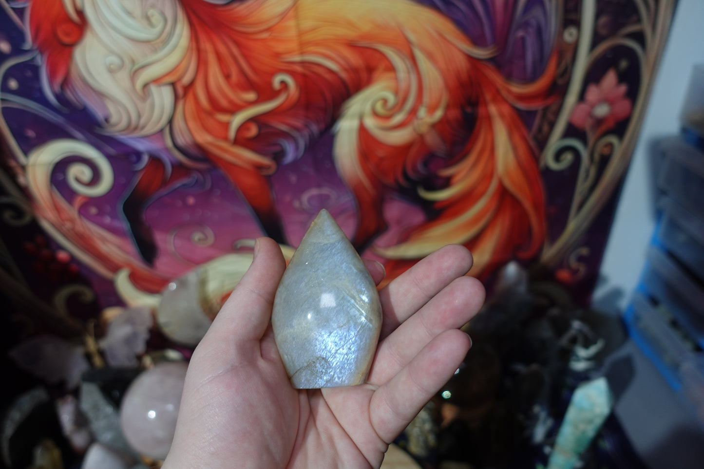 Blue Moonstone Carving
