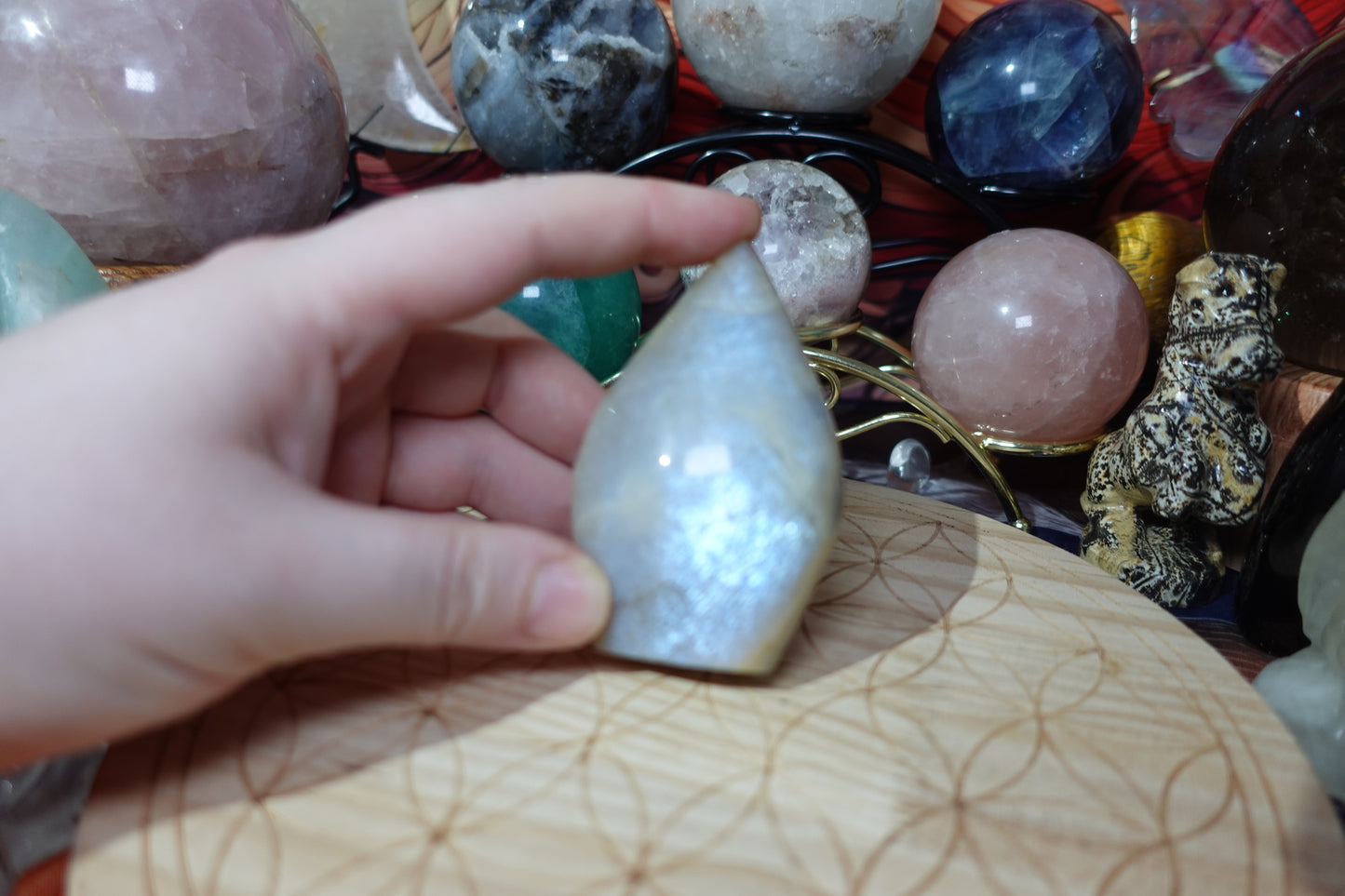 Blue Moonstone Carving