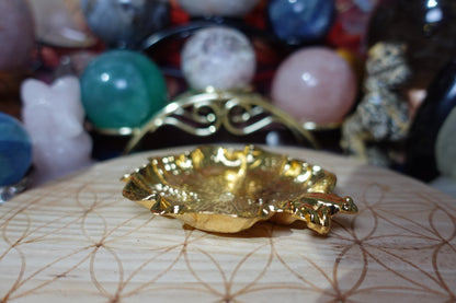 Metal Gold Frog Leaf Bowl