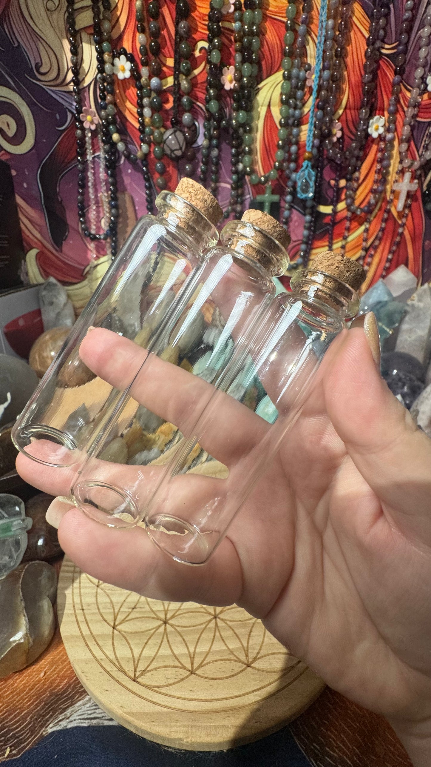 GLASS CORK TOP SPELL BOTTLES