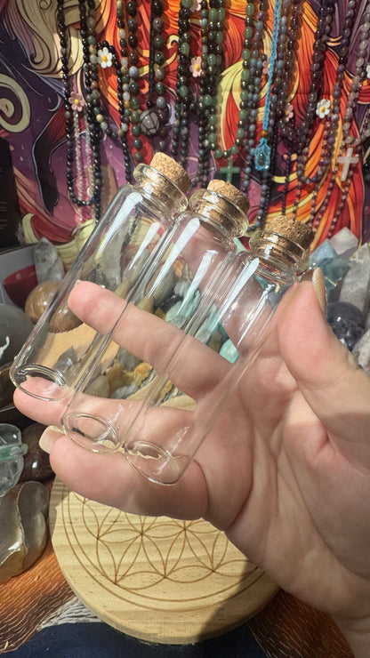 GLASS CORK TOP SPELL BOTTLES