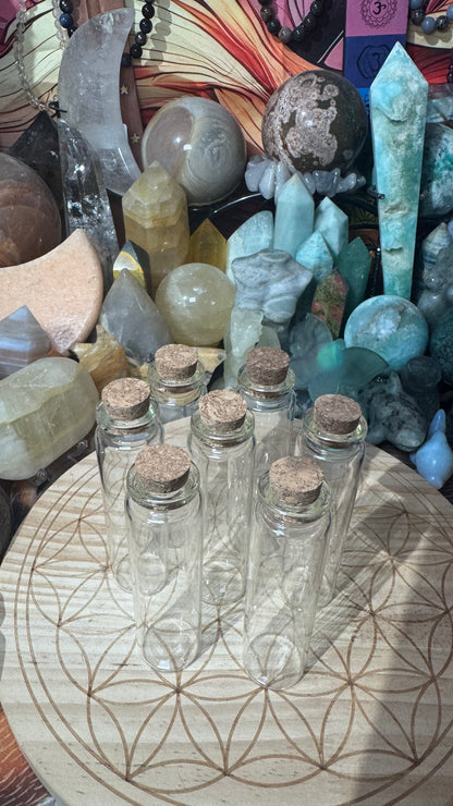 GLASS CORK TOP SPELL BOTTLES