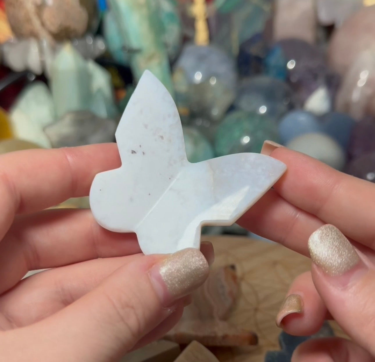 3D CRYSTAL BUTTERFLY CARVINGS - GRAPE AGATE, WHITE AGATE, GOLDEN CRAZY LACE, PINK CRAZY LACE, MALIGANO JASPER, CHRYSOPRASE,