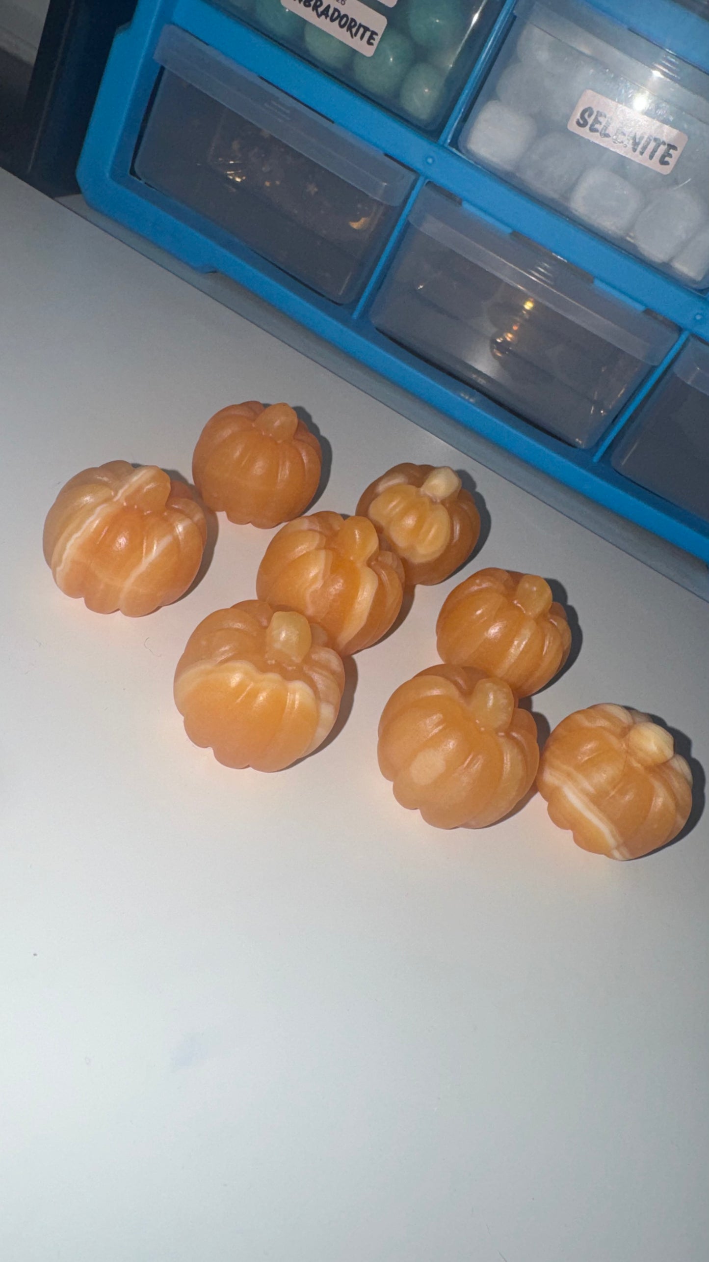 Orange Calcite Pumkin Carvings