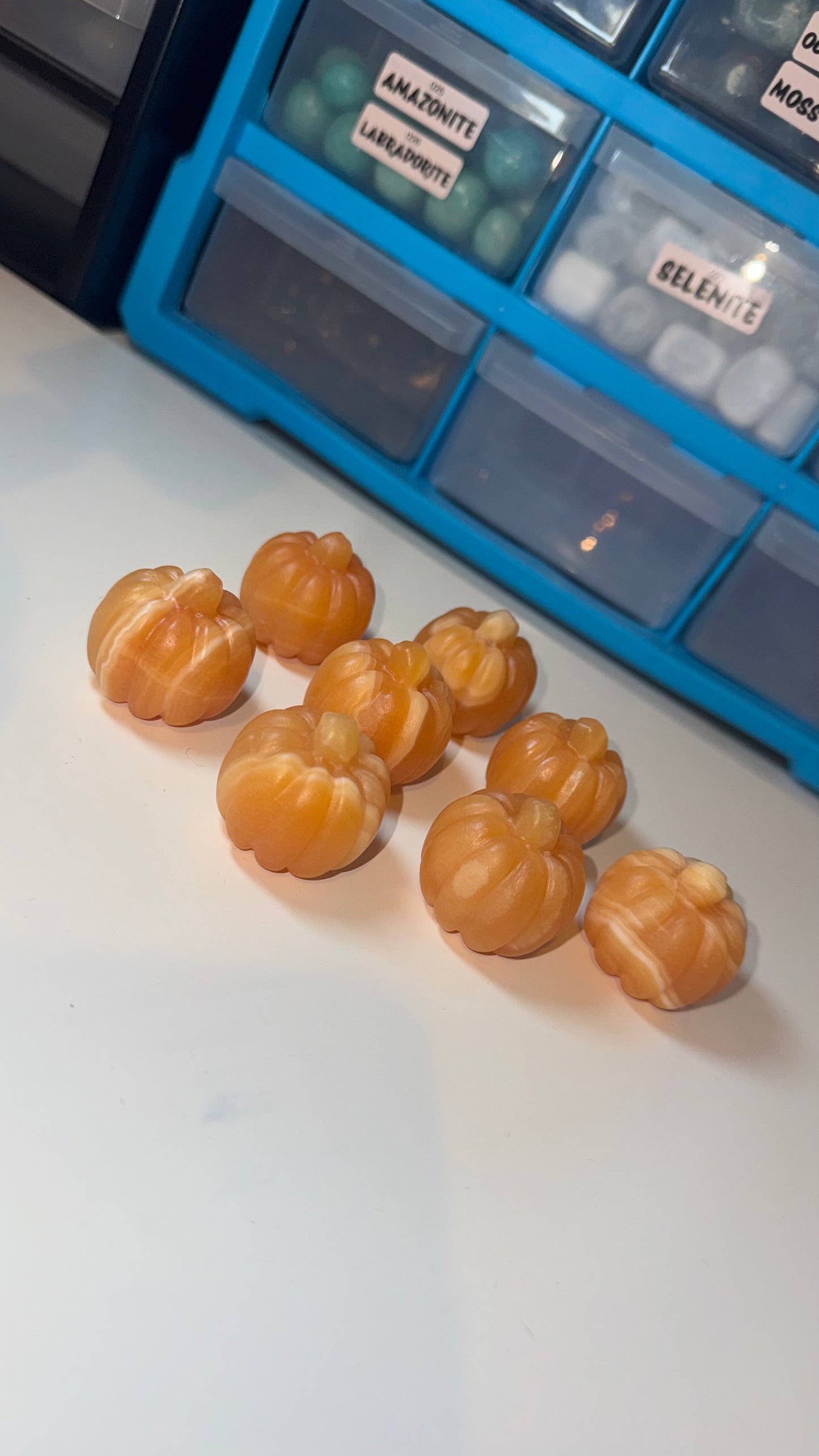 Orange Calcite Pumkin Carvings