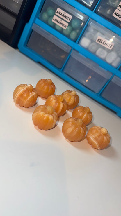 Orange Calcite Pumkin Carvings