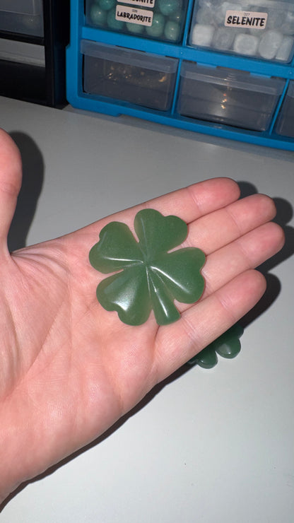 Green Aventurine four leaf clovers