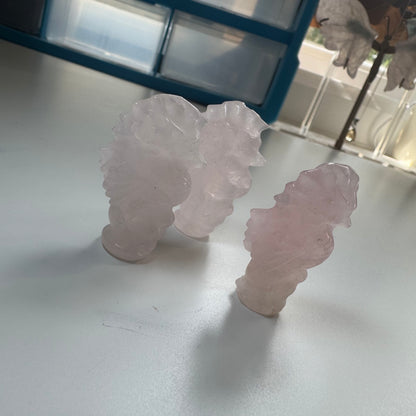 small rose quartz sea horse