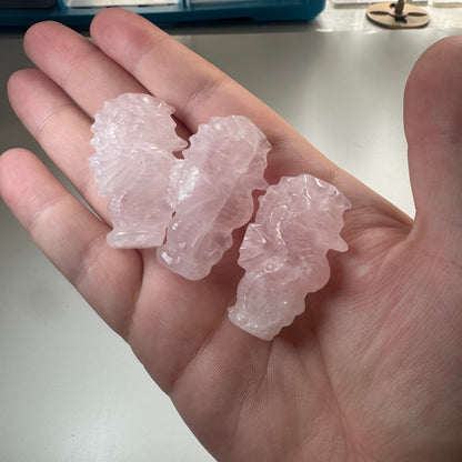 small rose quartz sea horse