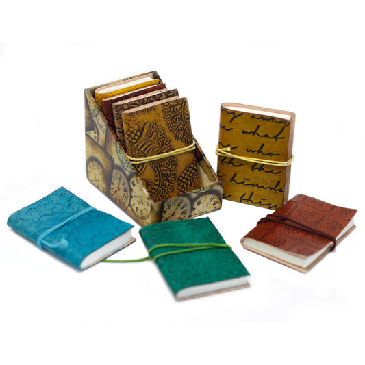 Mini Assorted Leather Notebooks (11.4x7.6cm)
