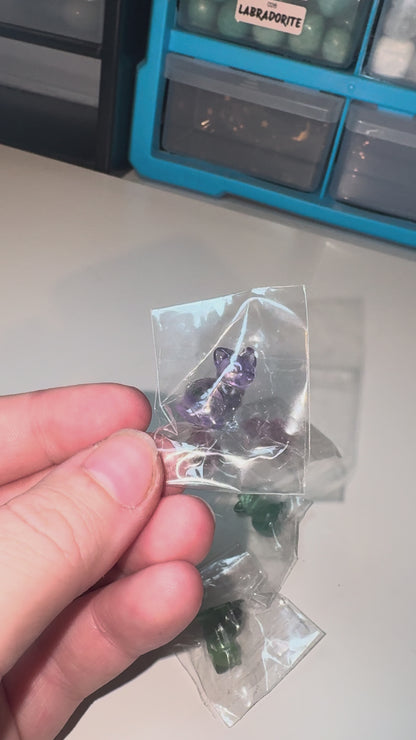 Mini Tiny Fluorite cat carvings