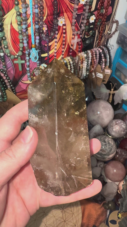 Large Smokey Quartz half raw tower